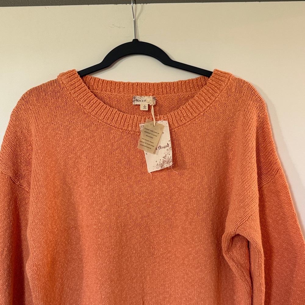 Hem & Thread Apricot Orange Crewneck Sweater - Picture 5 of 10